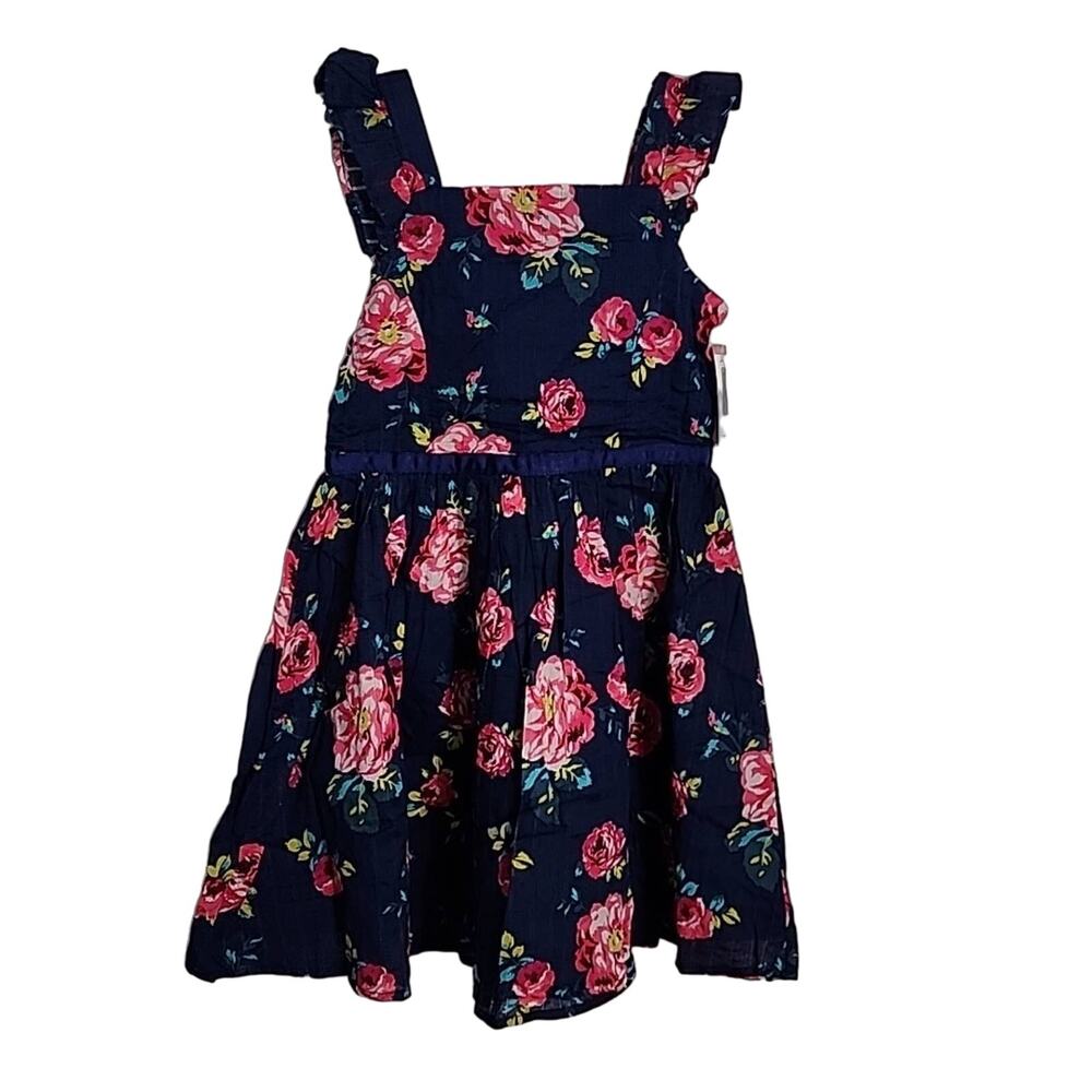 Zunie Blue Floral Button Back Dress, NWT, Girls 6/6X
